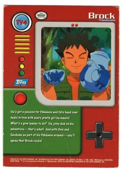 1998 TOPPS POKEMON - FOIL TV4 BROCK - HOLOFOIL - BLUE LOGO - TV ANIMATION LOOK! - Image 2