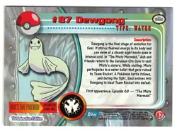 1999 TOPPS POKEMON - # 87 DEWGONG - EXMT-NRMT - BLUE LOGO - TV ANIMATION- LOOK - Image 2