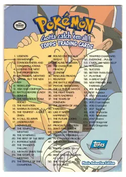 1998 TOPPS POKEMON - CHECKLIST - BLUE LOGO - TV ANIMATION - LOOK !!!!! - Image 2