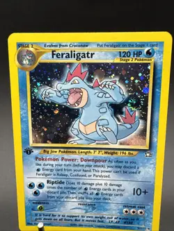 Pokemon Feraligatr 5/111 Neo Genesis Unlimited Holo LP with Holo Swirl - Image 2