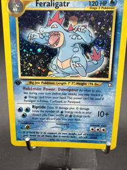 Pokemon Feraligatr 5/111 Neo Genesis Unlimited Holo LP with Holo Swirl - Image 3
