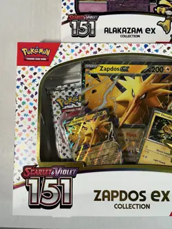 Pokemon TCG: 151 Zapdos EX & Alakazam EX Collection Box LOT - 8 Booster Packs - Image 3