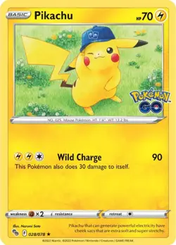 x1 Pikachu - 028/078 - Holo Rare - Reverse Holo Pokemon Pokemon GO M/NM - Image 1