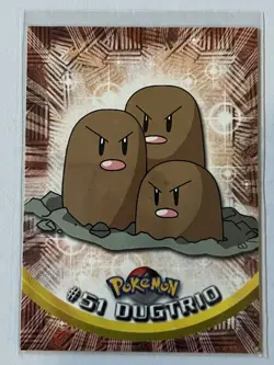 1999 Topps TV Animation Dugtrio #51 Green Logo Non Foil Pokemon Card Nm - Image 1