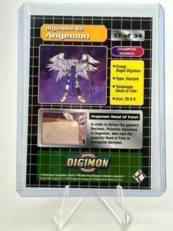 Bandai Digimon Trading Card 33 of 34 Angemon Series 1 #43 Exclusive Preview NM - Image 2