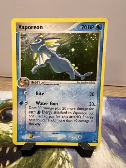Pokemon TCG Vaporeon 6/17 w/SWIRL Pop Series 3 2006 Holo Rare (MP) - Image 1