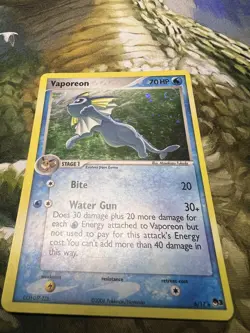 Pokemon TCG Vaporeon 6/17 w/SWIRL Pop Series 3 2006 Holo Rare (MP) - Image 5