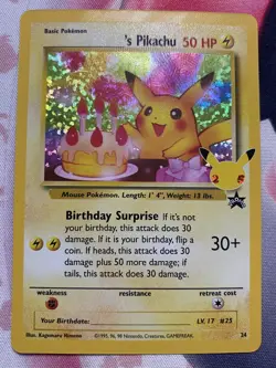 Birthday Pikachu 24/53 Celebrations: Classic Collection 25th Holo Pokemon (NM) - Image 1
