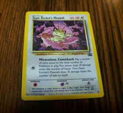 Team Rocket's Meowth Pokemon Black Star Promo Card Pokemon League 2000 - Image 1