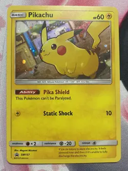 Pikachu SM157 Sun & Moon Ultra Rare Cosmos Holo Black Star Promo Pokemon Card NM - Image 1