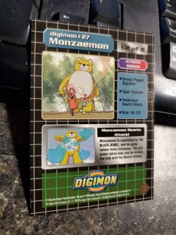 Digimon Animated Series 1999 Trading Card Bandai Holo Prism Monzaemon #27 U2/8 - Image 3