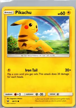 Pikachu 28/73 Non Holo Shining Legends - Pokemon Card - NM - Image 1
