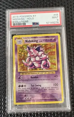 Pokemon Nidoking Reverse Holo Rare Card 45/108 XY Evolutions PSA 9 - Image 1