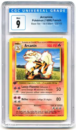CGC 9 MINT French Arcanine /Arcanin Base Set 1st Edition Pokemon WOTC 23/102 -02 - Image 1