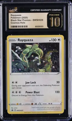 2020 POKEMON BLACK STAR PROMO COSMOS HOLO #SWSH029 RAYQUAZA CGC 10 PRISTINE - Image 1