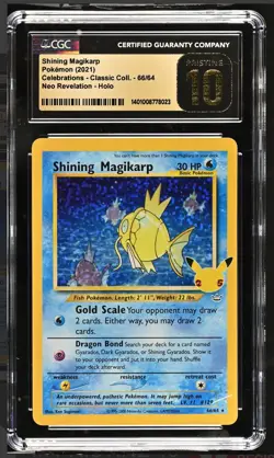 CGC 10 PRISTINE Shining Magikarp 66/64 Neo Revelation Celebrations Pokemon Holo - Image 1