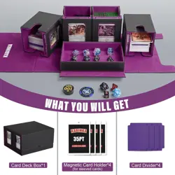 Kabinka Commander Deck Box, 400+ Card Storage with Dice Tray, Black Purple - Image 5