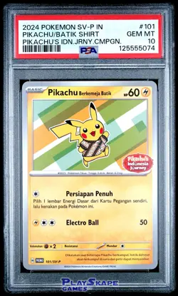 Pokemon Card PSA 10 Pikachu Batik SEQUENTIAL SET Promos Indonesian 101/SV-P 2024 - Image 3