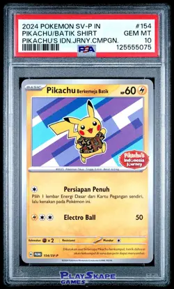 Pokemon Card PSA 10 Pikachu Batik SEQUENTIAL SET Promos Indonesian 101/SV-P 2024 - Image 5