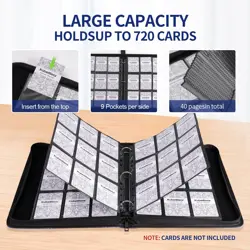 Premium 9-Black Pocket Card Binder - 720 Collection Binder Folder Card Album ... - Image 3