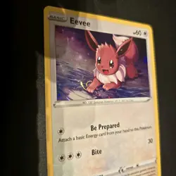Pokemon Card 2021 Black Star Promo Eevee SWSH127 HD Galaxy Swirl Foot Swirl Cute - Image 1