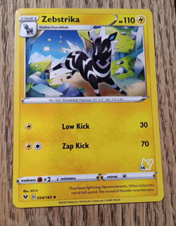 Pokemon TCG Card Electric Zebstrika 054/185 Vivid Voltage 2020 - Image 1