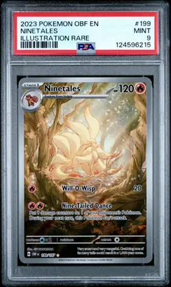 2023 POKEMON OBF EN-OBSIDIAN FLAMES ILLUSTRATION RARE #199 NINETALES PSA 9 - Image 1