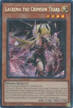 Yugioh Lacrima the Crimson Tears MP25-EN100 Prismatic Secret Rare 1st Edition NM - Image 1