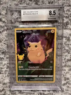 Pokemon TCG Celebrations Pikachu #5 Beckett 8.5 NM-MT+ 2021 Graded Card - Image 1