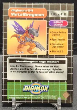 Digimon Trading Card Series 1 Chase Prism Holo Excl. U6 of 8 LP Metalgreymon LP - Image 2
