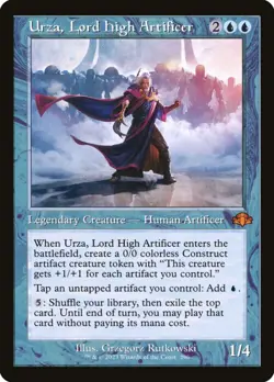 MTG Retro NM Urza, Lord High Artificer Dominaria Remastered 296 Regular Mythic - Image 1