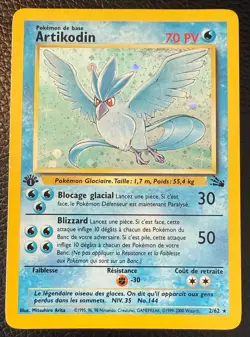 2000 POKEMON TCG ARTIKODIN ARTICUNO HOLO FOSSIL FRENCH PV 1ST EDITION 2/62 NM - Image 1