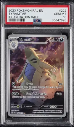 2023 POKEMON PAL EN-PALDEA EVOLVED ILLUSTRATION RARE #222 TYRANITAR PSA 10 - Image 1