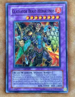 Yugioh Gladiator Beast Heraklinos TDGS-ENSE2 Super Rare Limited Edition NM - Image 1