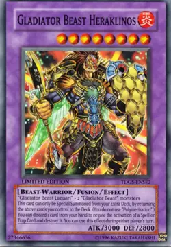 Yugioh Gladiator Beast Heraklinos TDGS-ENSE2 Super Rare Limited Edition NM - Image 2