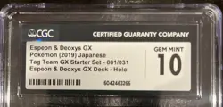 CGC 10 Espeon & Deoxys GX 001/031 Japanese Pokemon Card Tag Team Holo GEM MINT - Image 3