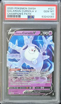 PSA 10 GEM MINT Galarian Cursola V 021/073 Champion's Path Holo Pokemon TCG 2020 - Image 1