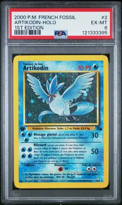 Pokemon Articuno Holo Rare 2/62 1st Edition French 2000 Fossil Psa6 Artikodin - Image 1