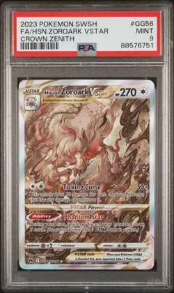 2023 Pokemon Sword & Shield Crown Zenith GG56 Hisuian Zoroark Vstar - PSA 9 - Image 1