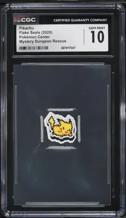 2020 Pokemon Center Flake Seals Mystery Dungeon Rescue Pikachu CGC 10 GEM MINT - Image 1