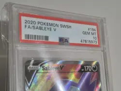SABLEYE V PSA 10 GEM MINT 194/202 POKEMON CARD SWSH SWORD & SHIELD BASE SET 2020 - Image 4