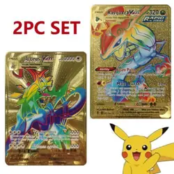 10000Point Metal Cards TCG Arceus+Rayquaza VMAX Golden Pokemon Foil Collectible - Image 1