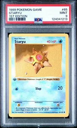 1999 Pokemon - 1st Edition Shadowless Staryu - Base Set 65/102 - PSA 9 Mint!! - Image 1
