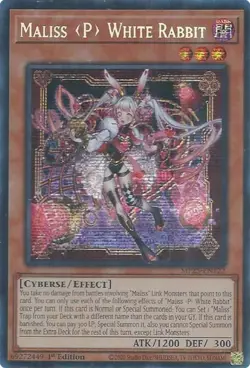 Yugioh Maliss P White Rabbit MP25-EN122 Prismatic Secret Rare 1st Edition - Image 1