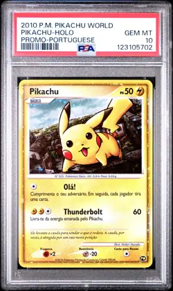 2010 POKEMON PIKACHU WORLD PROMO PORTUGUESE PIKACHU-HOLO PSA 10 - Image 1