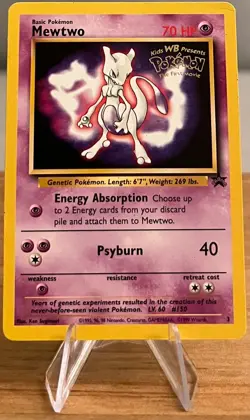 Mewtwo #150 Non-Holo Pokemon Card LP Rare Number 3 Wizards Black Star Promo 1999 - Image 3