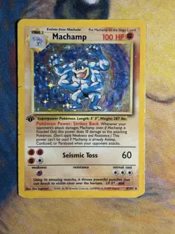 Machamp 8/102 1st Edition Base Set Deck Exclusives Holo Rare Pokemon Card HP/DMG - Image 2