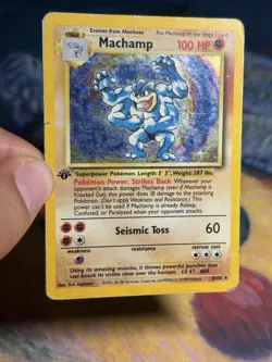 Machamp 8/102 1st Edition Base Set Deck Exclusives Holo Rare Pokemon Card HP/DMG - Image 3
