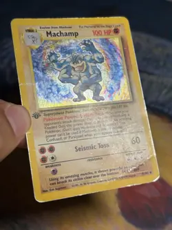Machamp 8/102 1st Edition Base Set Deck Exclusives Holo Rare Pokemon Card HP/DMG - Image 4