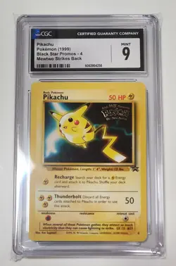 Pikachu Black Star Promo 4 CGC 9 PSA Mewtwo Strikes Back Movie Pokemon Card - Image 1